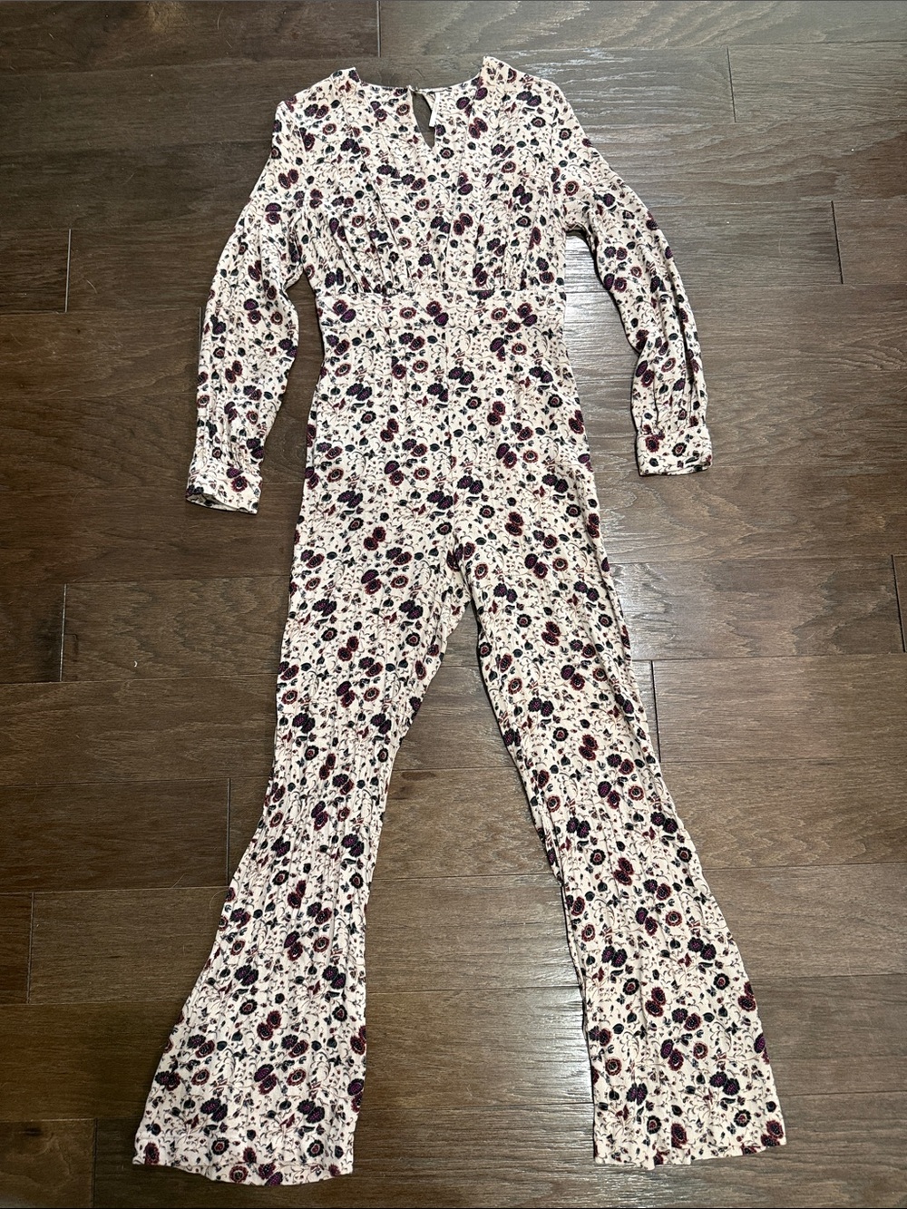 Free People "Some Like It Hot" Floral Bell Bottom Jumpsuit Romper Size 2